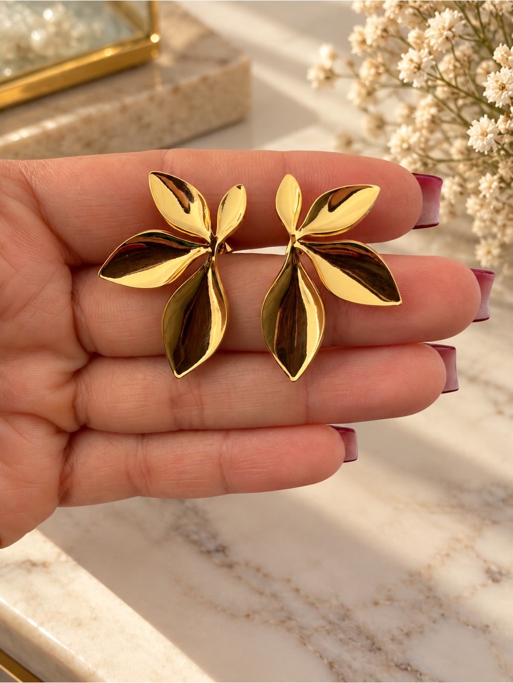 Gold Leaf Statement Earrings